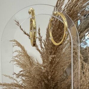 Gold Hoop Earrings with Rhinestones